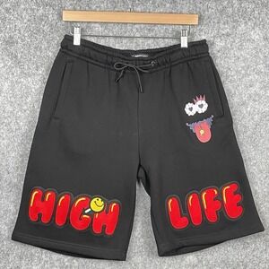Roku Studio High Life Cartoon Graphic Fleece Shorts Mens L Streetwear Embroidery